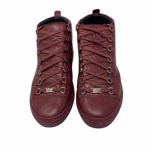 Balenciaga Arena High Top Sneakers Burgundy Shoes